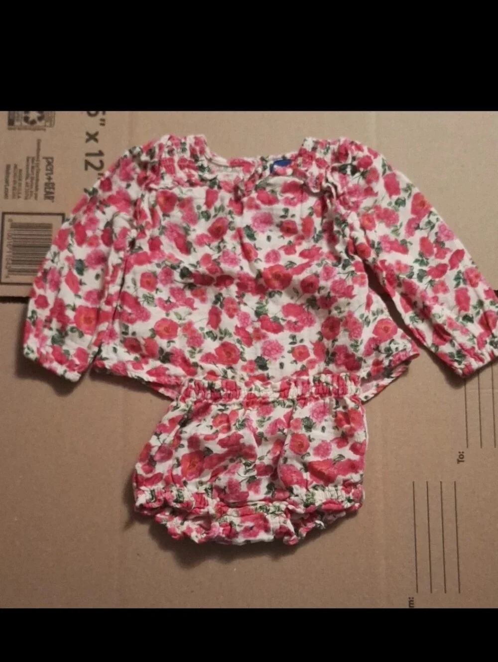 Old Navy Pink, Red and Green Floral Baby Two-Piece Set 12m-18m